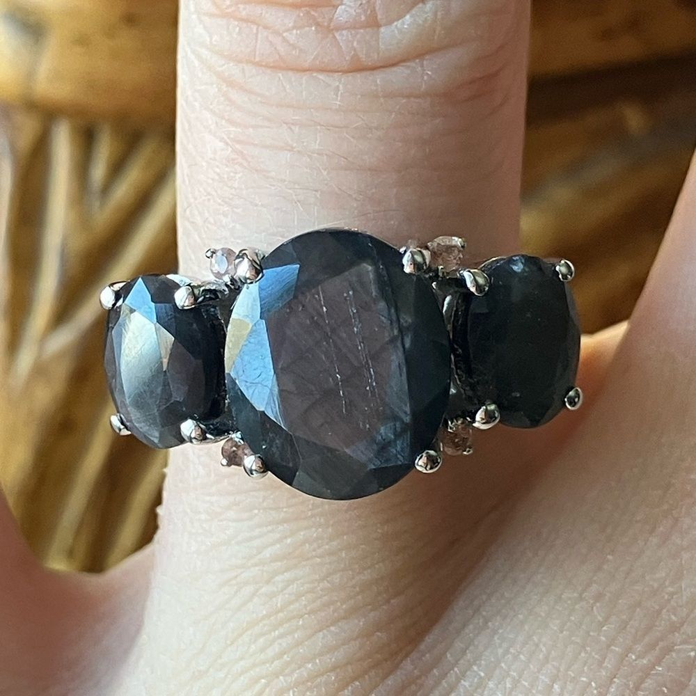 Chocolate Silver Sheen Sapphire Andalusite Sterling Silver Ring Size 7